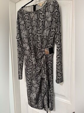 MICHAEL Michael Kors Black and Gray Snake-Print Dress XL